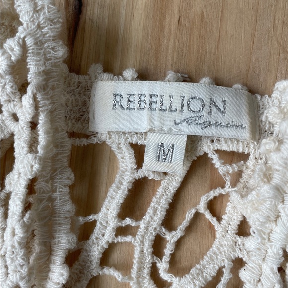Rebellion Cream Boho Crochet Long sleeve Sweater Cardigan - Picture 9 of 11